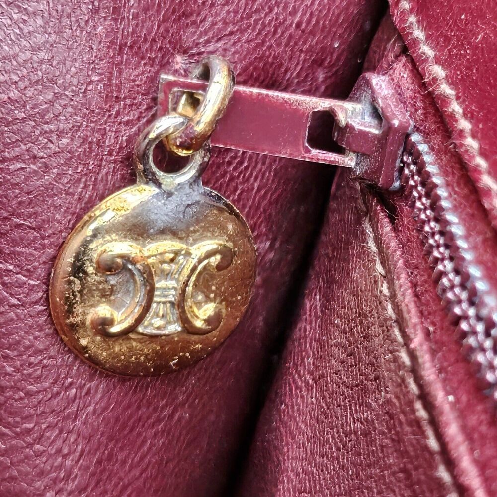 Vintage CELINE Horse Carriage Burgundy Italy Leather Shoulder Bag w Wallet - Picture 12 of 16